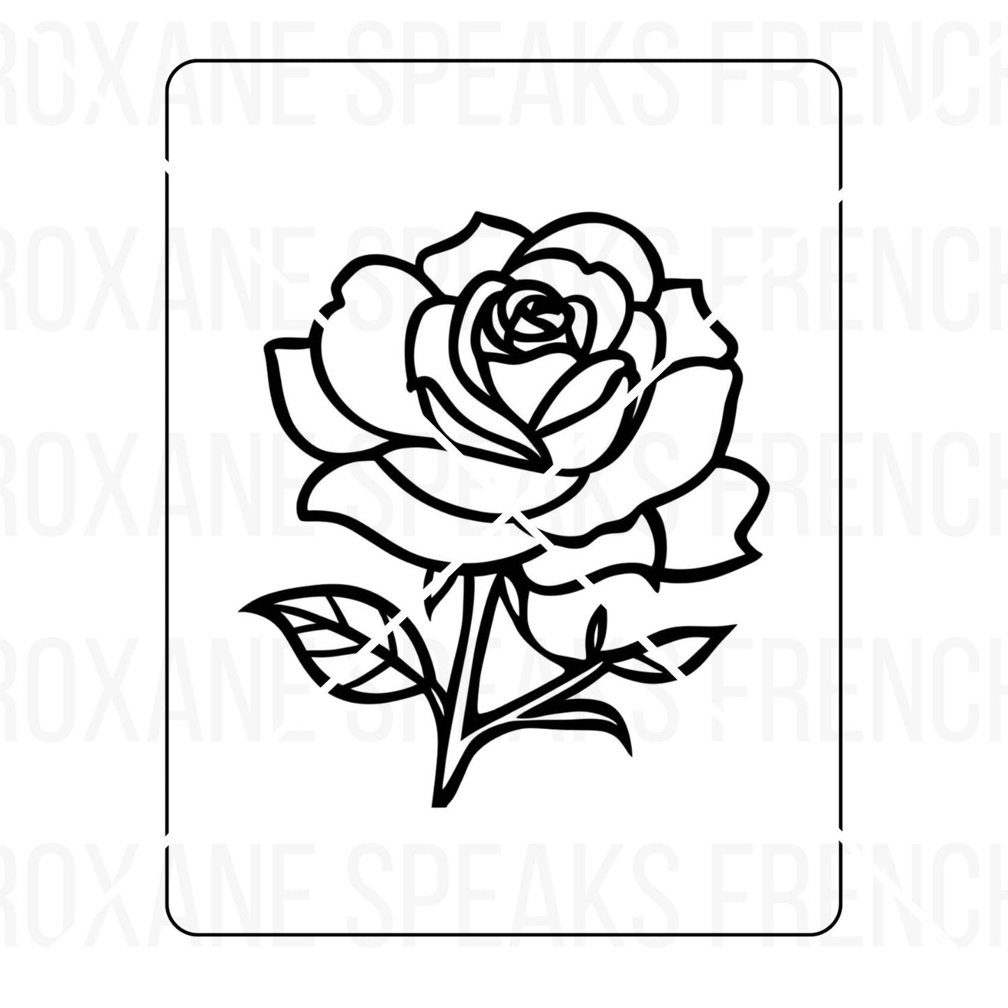 simple rose flower to color with bold outline