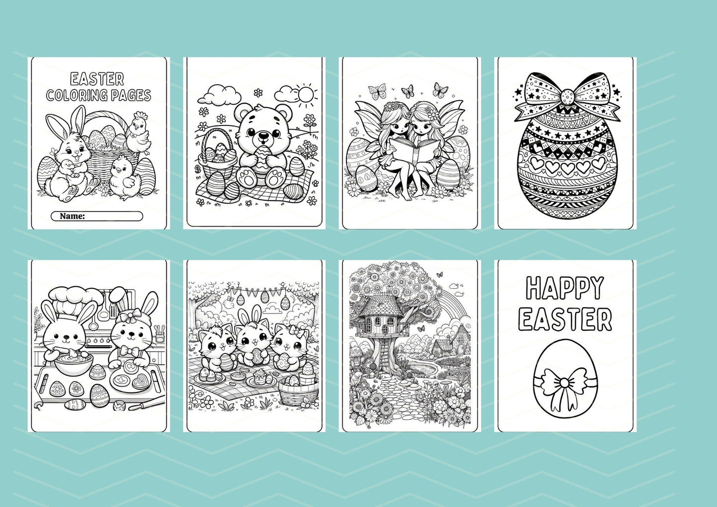 Easter digital coloring book activity for kids and toddlers | 15 Pages A4 in PDF | Easter Coloring Pages - Roxane Speaks French