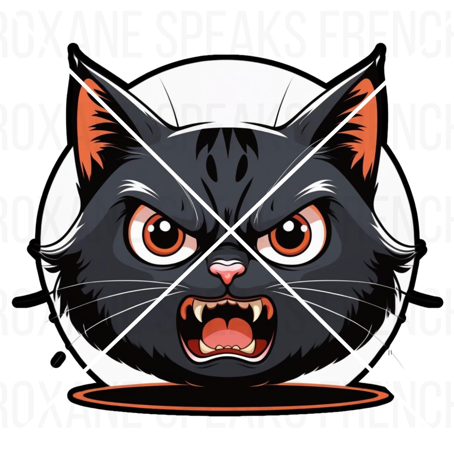 A 'Rage Emote' featuring a roaring black battle cat with glowing red eyes and a fiery aura, designed for gamers on Twitch and Discord