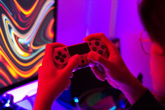 close-up of a girl playing video game