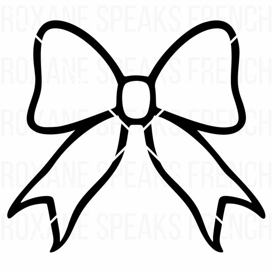 Bow coloring page featuring a simple and elegant bow outline, ideal for kids' crafts, DIY decorations, and printable art projects