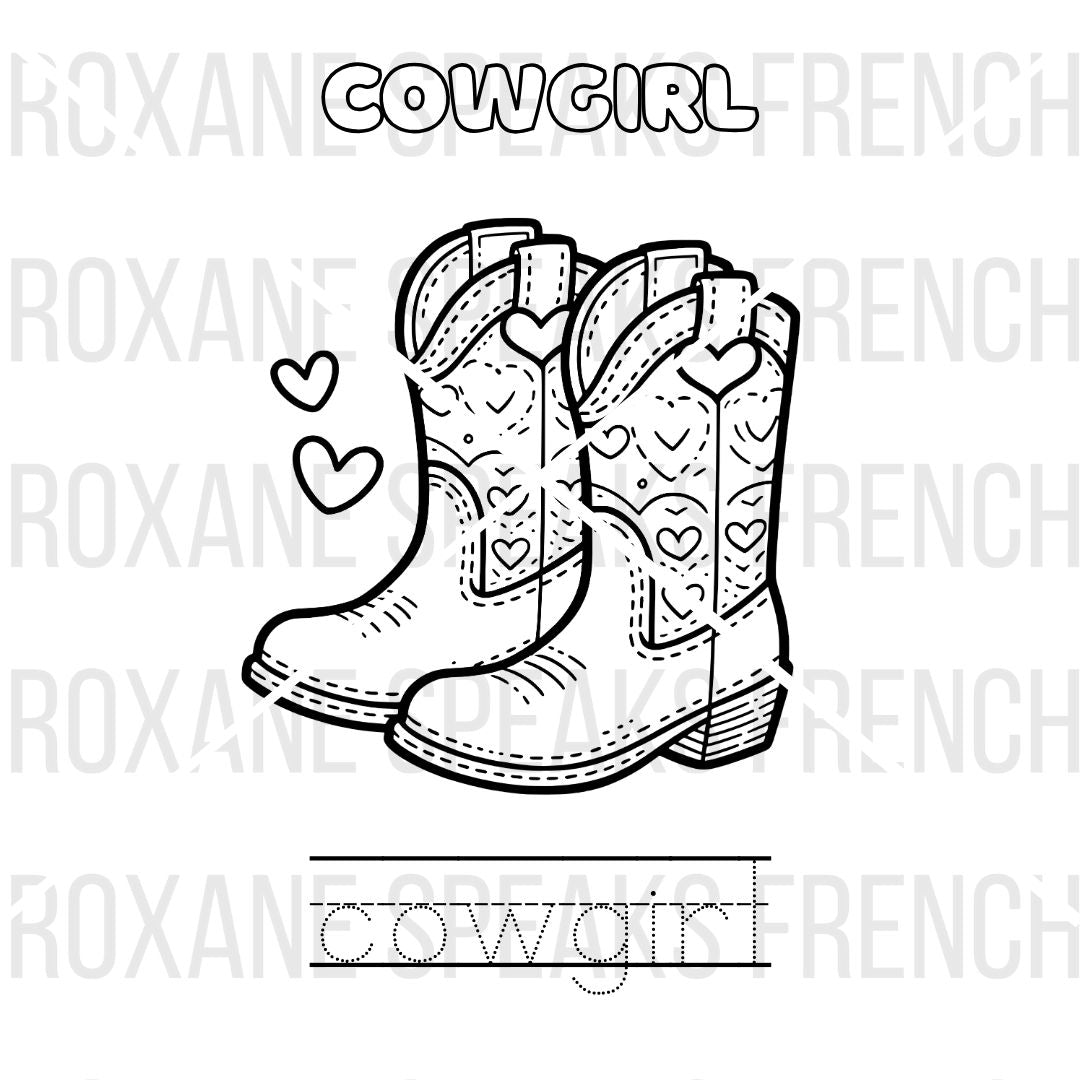 Cowgirl Boot Coloring Page | Printable PDF