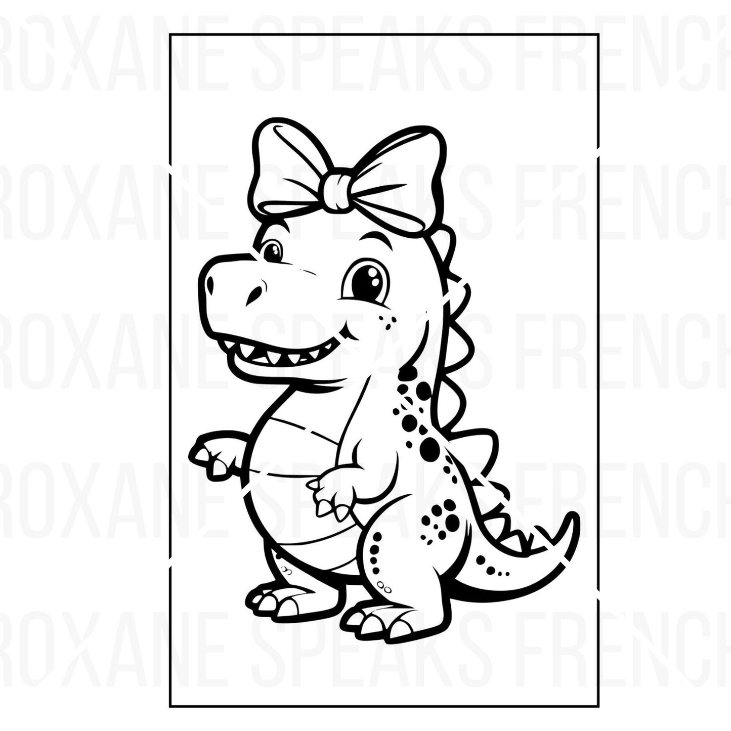 Girl Dinosaur Printable Coloring Pages PDF For Kids And Birthday Party Favors Bags