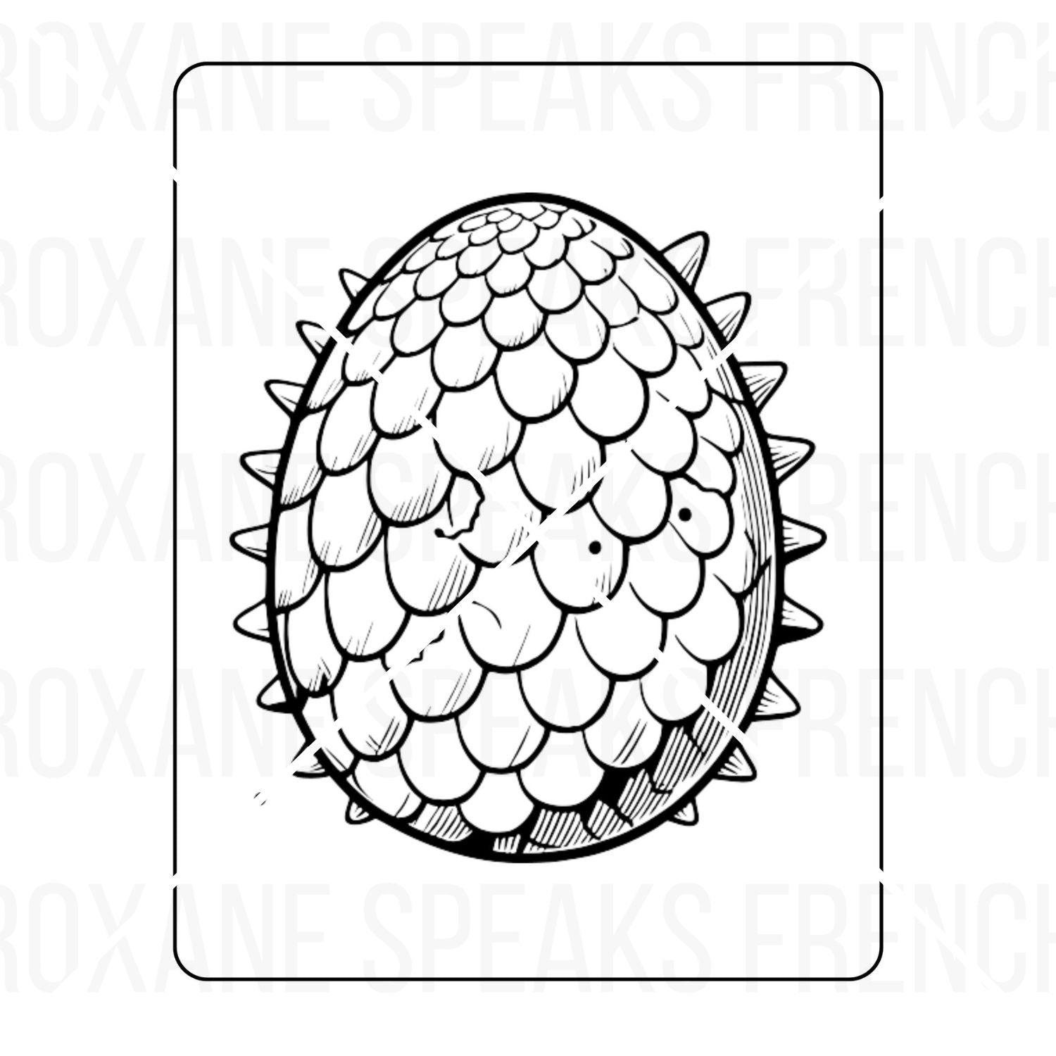 A detailed dragon egg coloring page