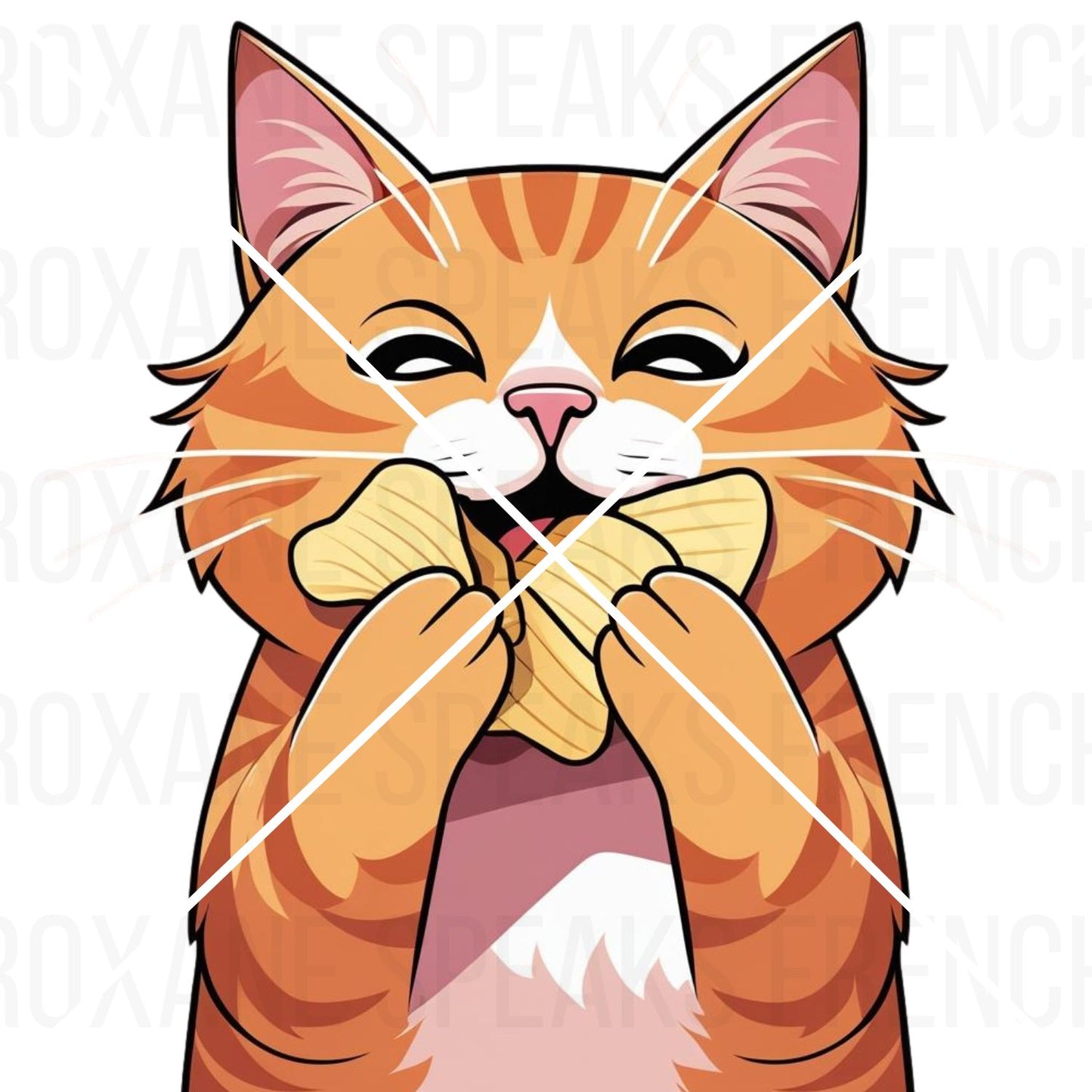 Cartoon cat holding a banana with a white background