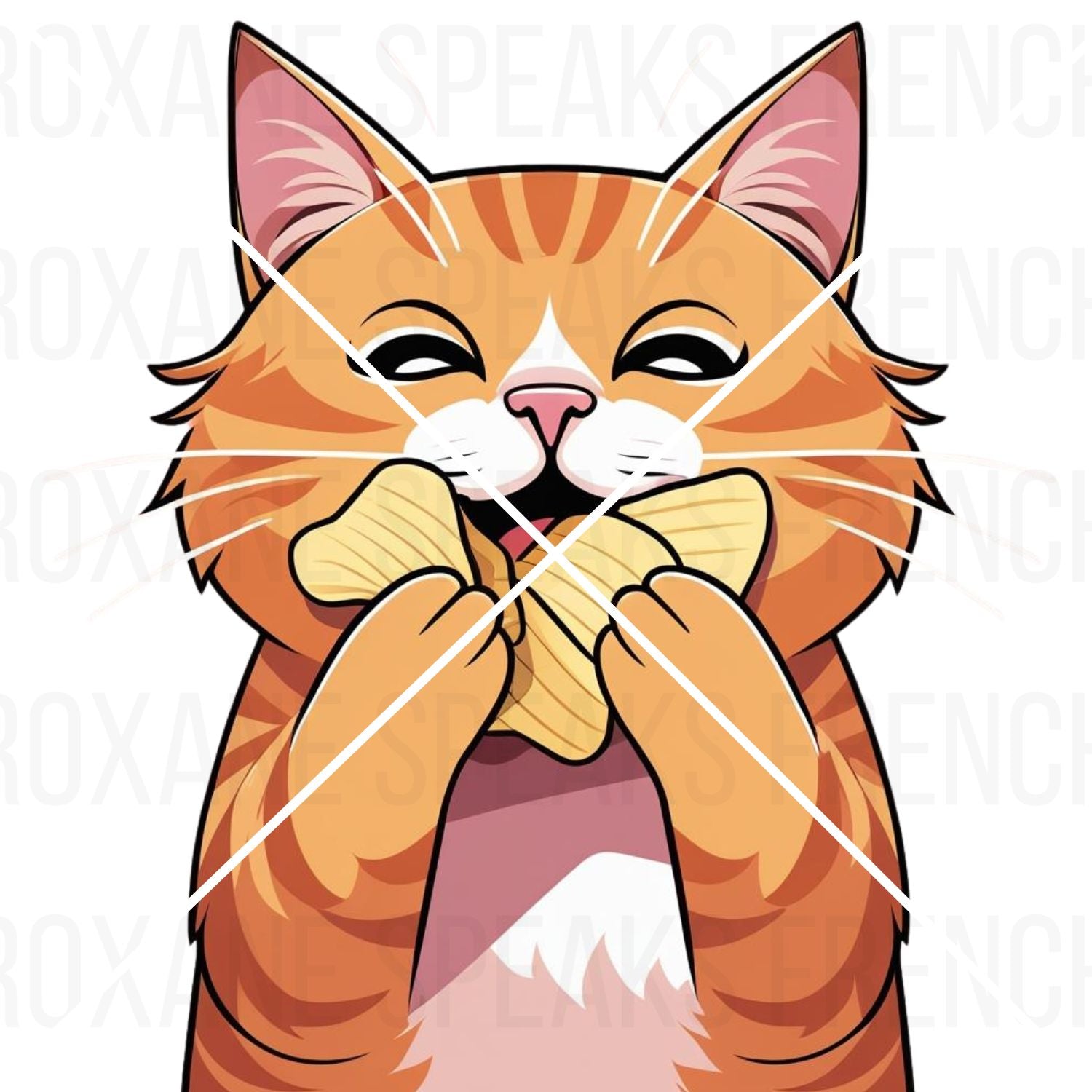 Cartoon cat holding a banana with a white background