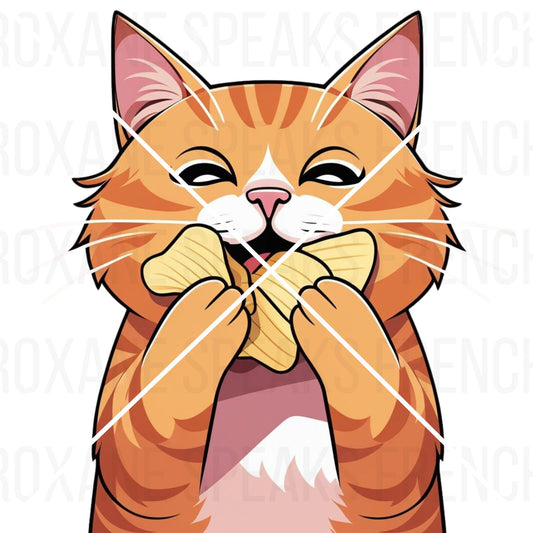 Cartoon cat holding a banana with a white background