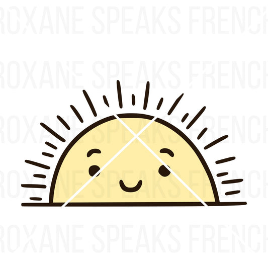 Half sun border clipart shown as a black outline SVG of a rising sun, perfect for a minimalist page header.