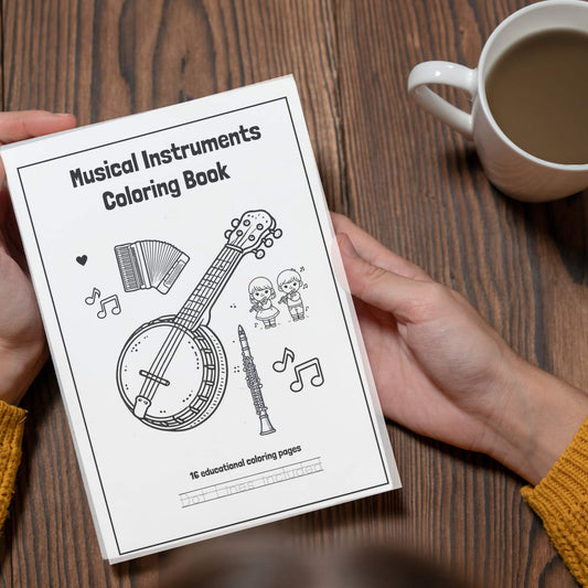 ABC Coloring Pages -  Music Instruments Printable Worksheet PDF For Kids