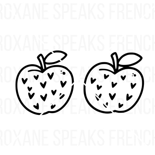 Peach SVG with heart patterns – perfect for Cricut, Silhouette, vinyl cutting, printable stickers, t-shirt designs, and teacher appreciation crafts. Download this high-quality apple clipart for DIY projects, scrapbooking, and handmade decor