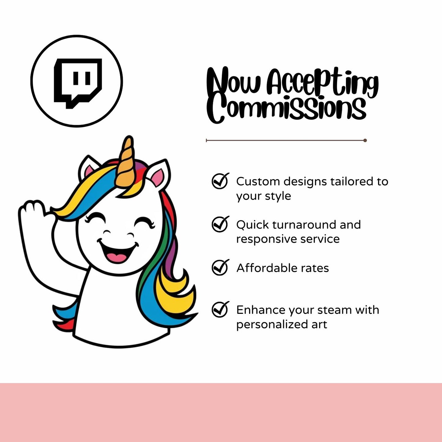 Hi Unicorn With Rainbow Hair Static Emote