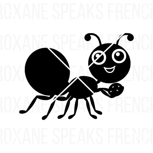  Adorable black silhouette Cartoon Ant Clipart on white background