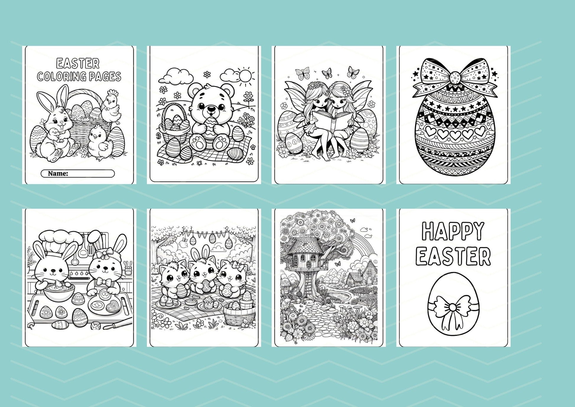Easter digital coloring book activity for kids and toddlers | 15 Pages A4 in PDF | Easter Coloring Pages - Roxane Speaks French