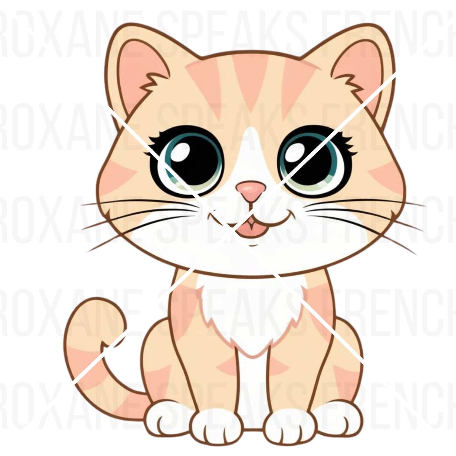 kawaii orange sitting kitty cat on transparent background