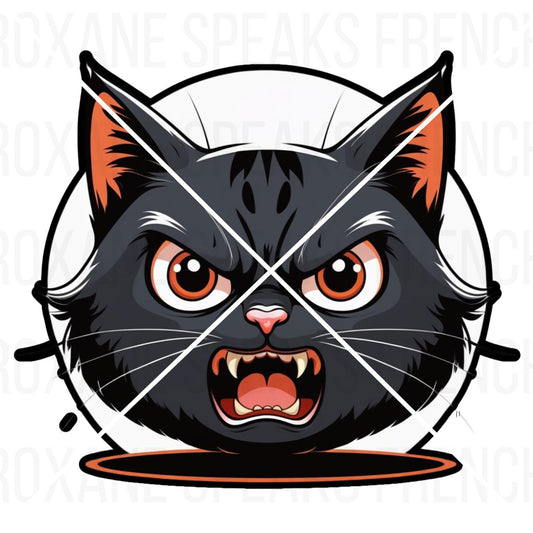 A 'Rage Emote' featuring a roaring black battle cat with glowing red eyes and a fiery aura, designed for gamers on Twitch and Discord