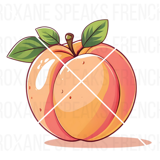 retro looking peach fruit on transparent background