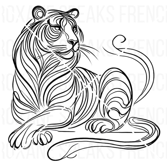 Black and White Tiger Clipart - SVG & PNG Design on white background